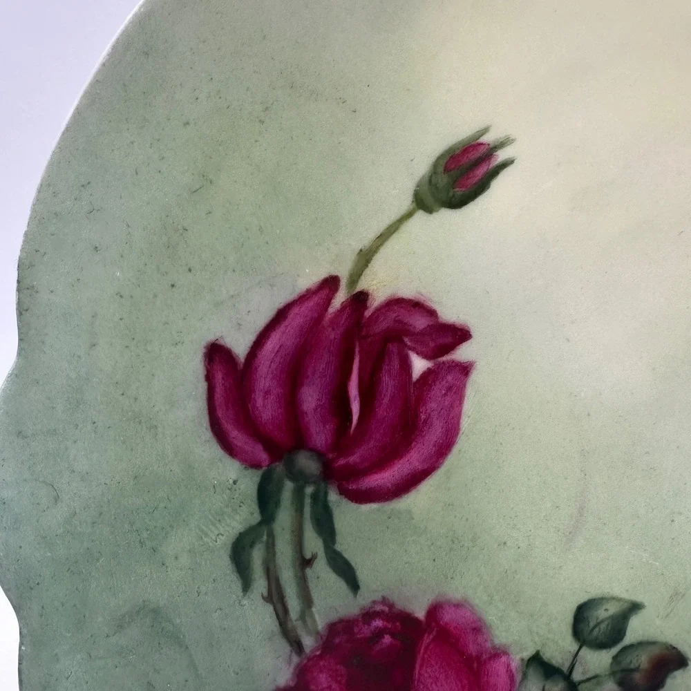 Bavaria Geo H Bowman Findlay Hand Painted Pink Rose Scalloped Plate M Grosse